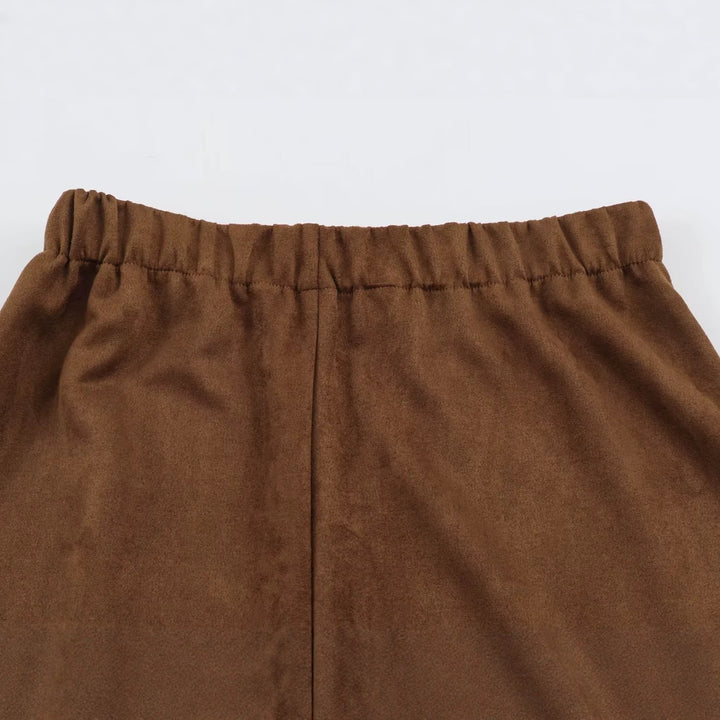 Damen A-Linien Midirock aus Veloursoptik mit hoher Taille Echoarchiv