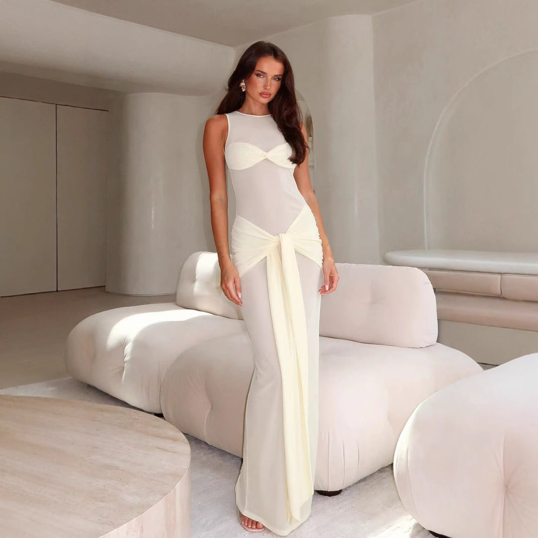 Damen Elegantes Maxikleid mit raffiniertem Wickel-Design und Transparenten Einsätzen Echo Archiv