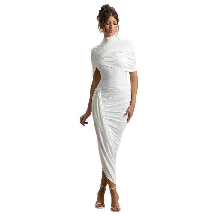 Damen Elegantes Maxi-Kleid mit asymmetrischen Rüschendetails Echo Archiv