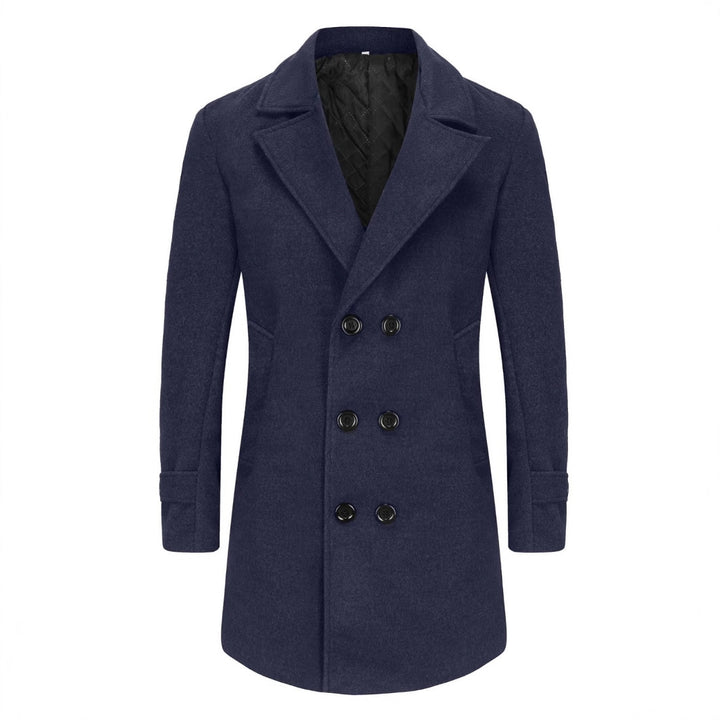 Herren eleganter Wollmantel mit doppelter Knopfreihe und seitlichen Eingrifftaschen Echoarchiv