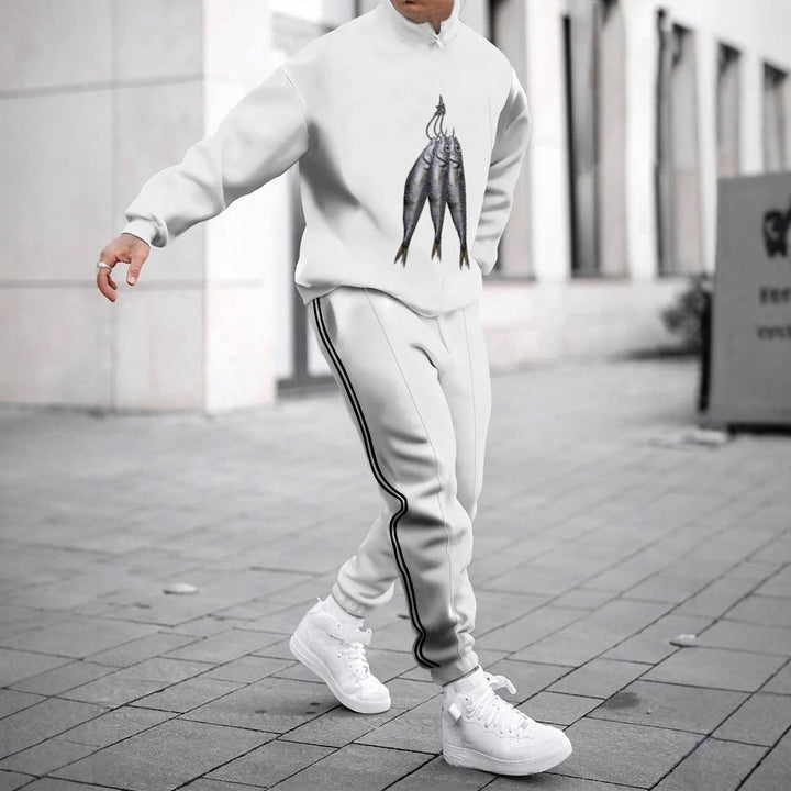 Herren Sportliches Sweatshirt mit modernem Zipper und grafischem Muster Echoarchiv