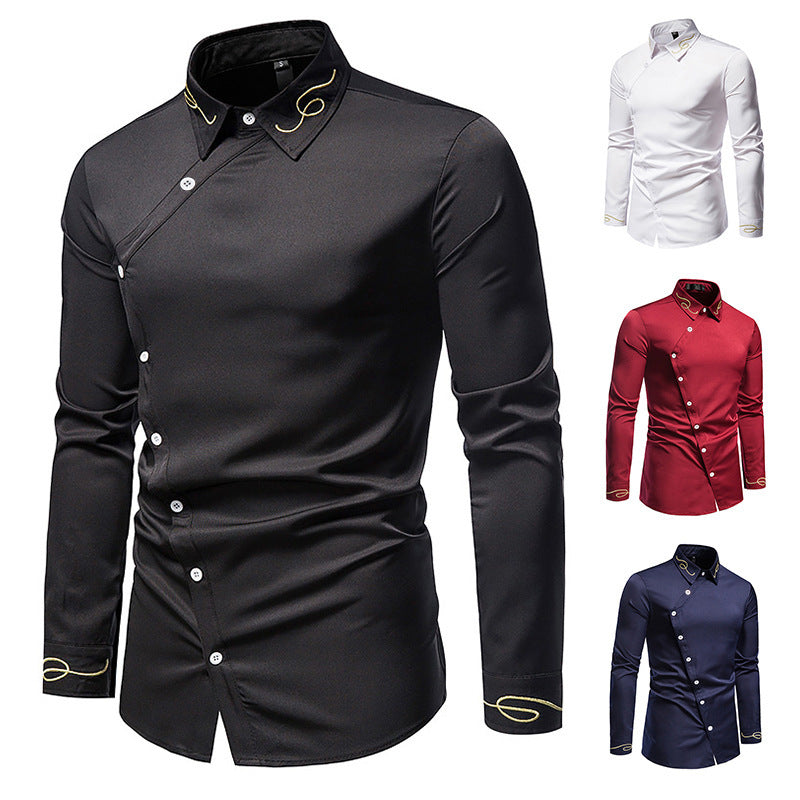 Herren Elegantes Langarmhemd mit dekorativen Knopfdetails Echoarchiv