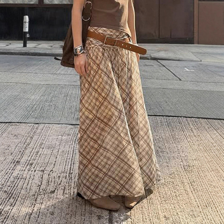 Damen Maxirock mit elastischer Taille und raffiniertem Karomuster Echo Archiv