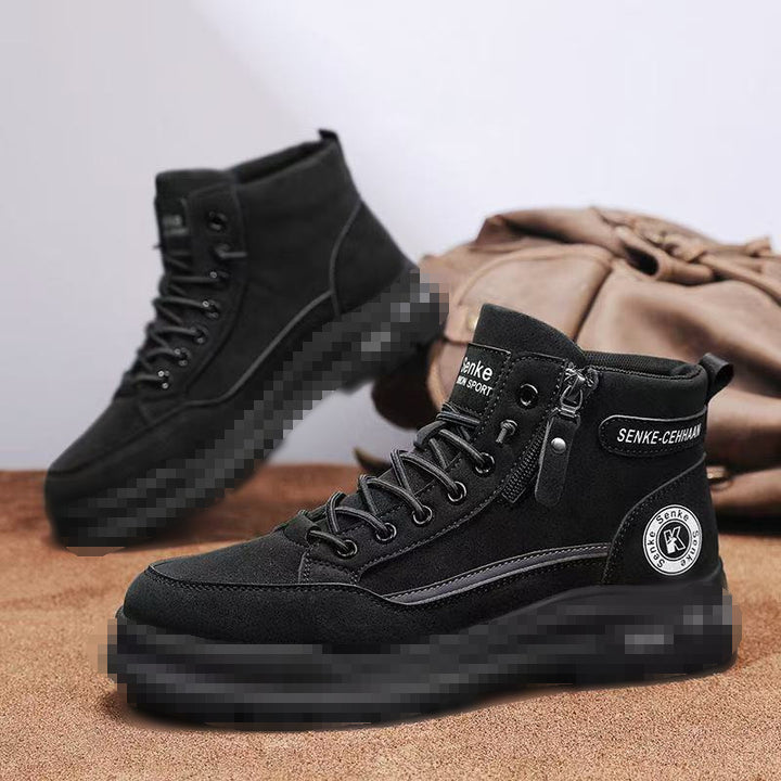 Herren knöchelhohe Sneaker-Boots aus Veloursleder mit Reißverschluss und profilierter Gummisohle Echoarhiv – Tavélo