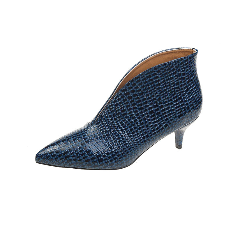 Damen nan spitze Stiefelette mit Krokoprägung und niedrigem Kittenabsatz Echo Archiv