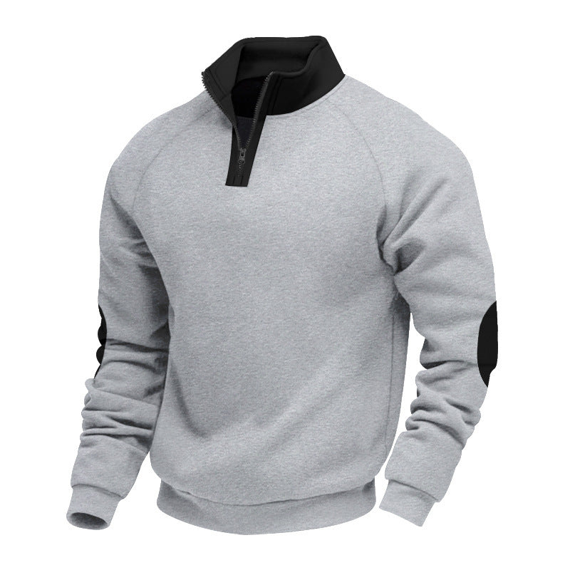 Herren Sportpullover mit halbem Reißverschluss und kontrastierenden Ärmeln Echoarchiv