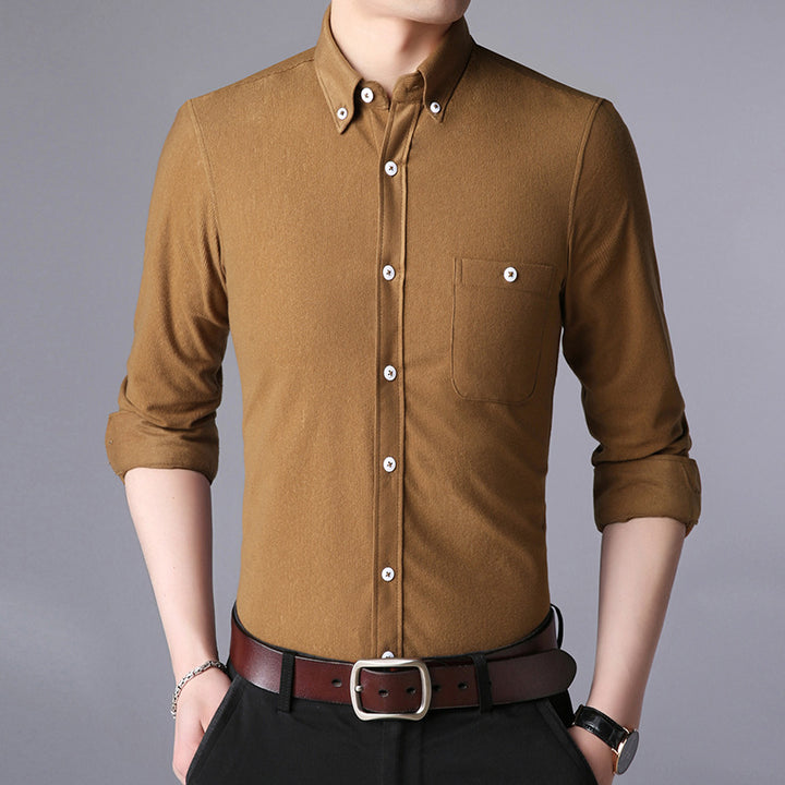 Herren Langarmhemd mit klassischem Button-Down-Kragen Echoarchiv