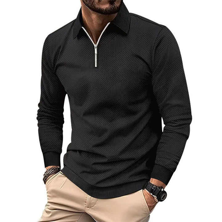 Herren hochwertiger Strickpullover mit Stehkragen und modischem Reißverschluss Echoarchiv