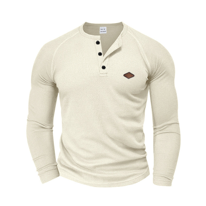 Herren Langarmshirt mit strukturiertem Stoff und praktischen Knöpfen Echoarchiv