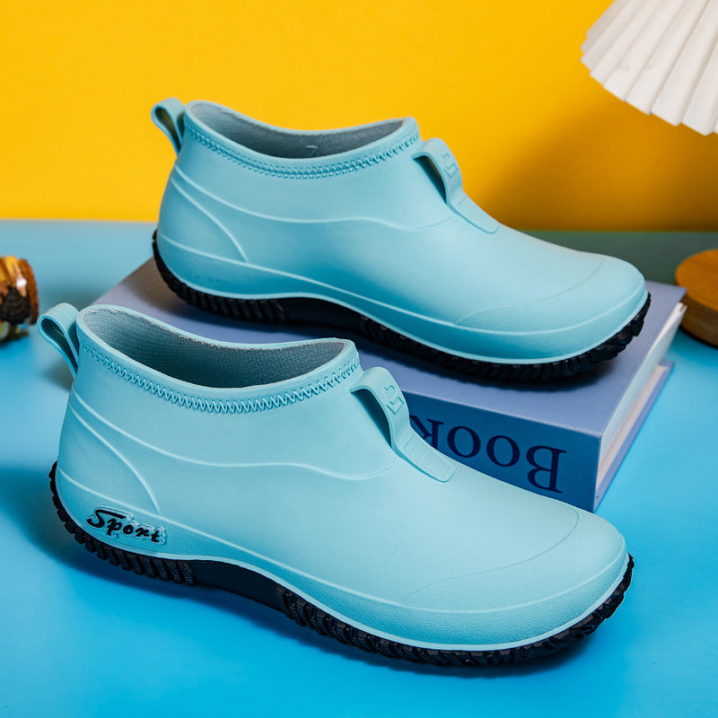 Damen Kurzschaftige wasserdichte Slip‑On Gummistiefelette mit Neoprenkragen und profiliertem Anti‑Rutsch‑Laufsohlen‑Design Echoarhiv
