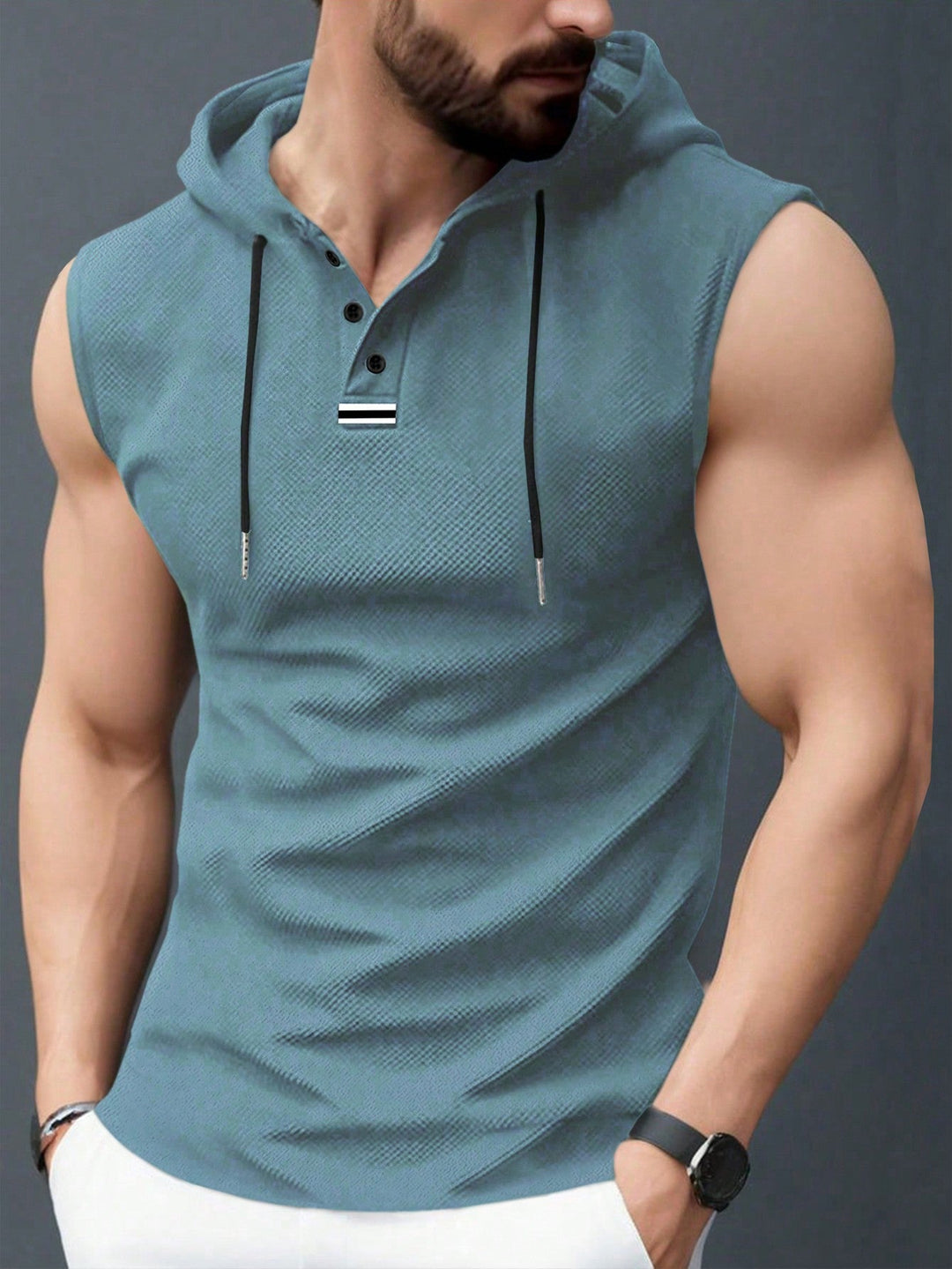 Herren ärmelloses Hoodie-Shirt mit strukturierter Oberfläche Echoarchiv