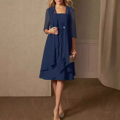 Damen nan Chiffon-Abendkleid mit Bolero und asymmetrischem Lagenrock Echoarchiv