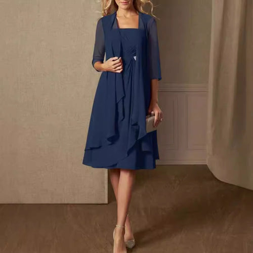 Damen nan Chiffon-Abendkleid mit Bolero und asymmetrischem Lagenrock Echo Archiv