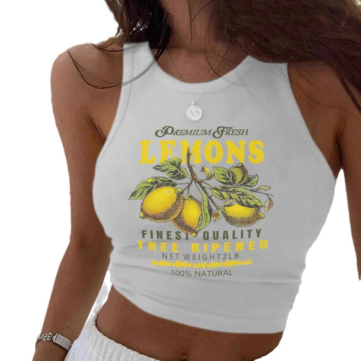 Damen Crop-Top mit frischem Zitronenmotiv und lässigem Schnitt Echo Archiv