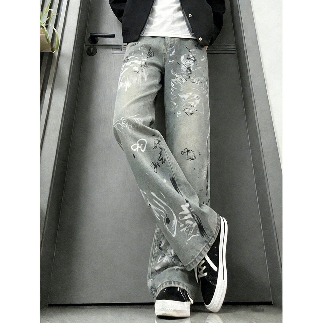 Damen Modische Graffiti Jeans Echoarchiv