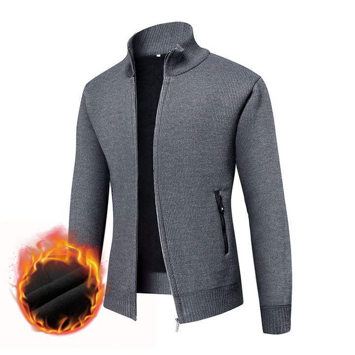 Herren Thermogefütterte Strickjacke mit Stehkragen und Mikrofleece-Innenfutter Echo Archiv