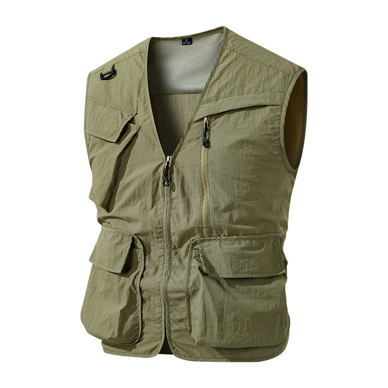 Herren Multifunktionale Outdoor-Utility‑Weste mit Mesh‑Innenfutter und zahlreichen Taschen – Marzano