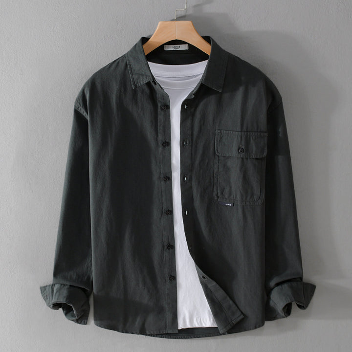 Herren Vielseitiges Baumwoll-Overshirt mit aufgesetzter Klappentasche und entspanntem Schnitt Echoarchiv