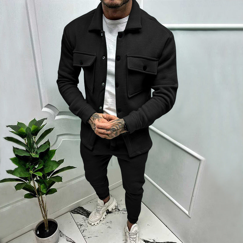 Herren Utility-Overshirt aus French-Terry mit Pattentaschen und Druckknopfverschluss Echoarchiv
