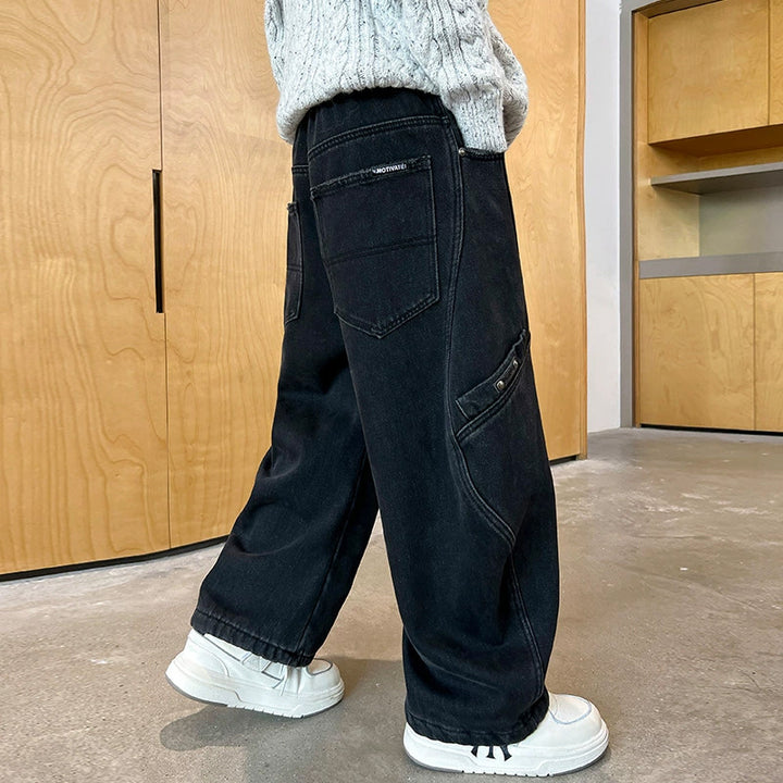 Unisex weite Cargo-Jeans mit kreativen Nähten Echo Archiv