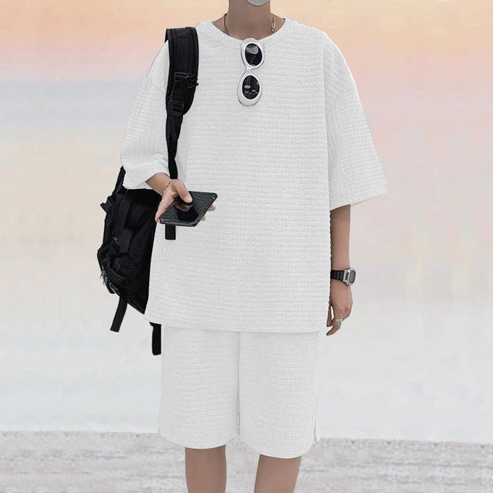 Herren oversized Freizeitsatz mit strukturiertem Oberteil und Shorts Echoarchiv