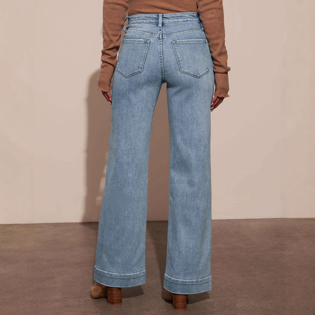Damen Weit geschnittene Jeans mit hohen Taschen und elegantem Auftritt – Dénora