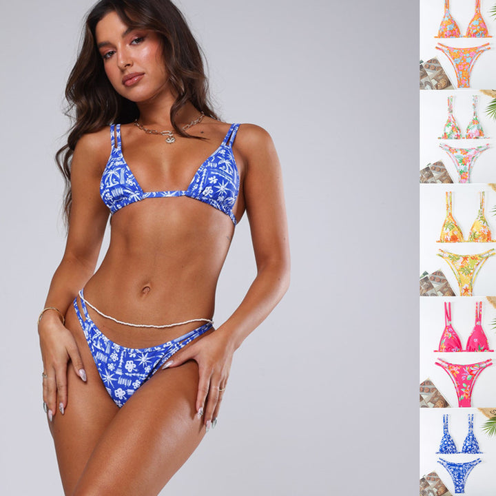 Damen Triangel-Bikini mit verspieltem Blumenmuster und raffinierten Schnürdetails Echo Archiv