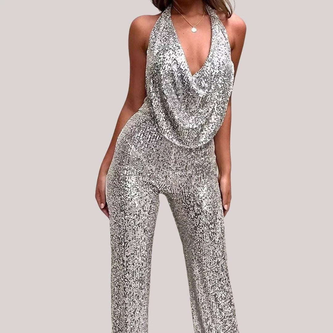Damen Glamouröser Jumpsuit mit funkelnden Pailletten Echo Archiv