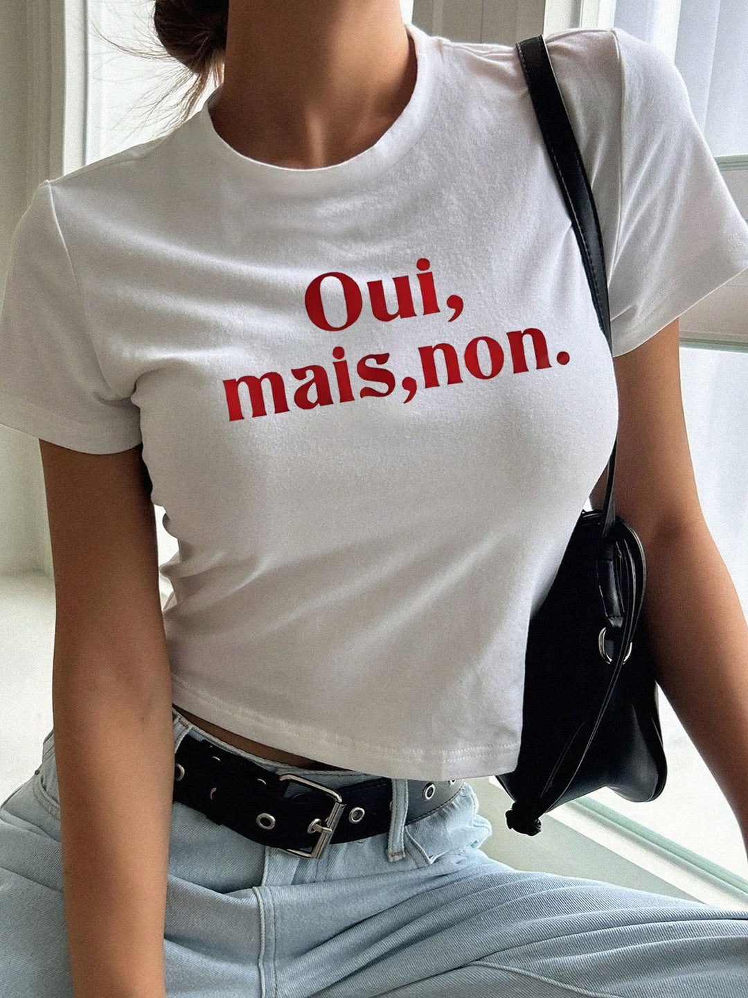 Damen Crop-T-Shirt mit inspirierendem Statement-Print Echo Archiv 1777452262