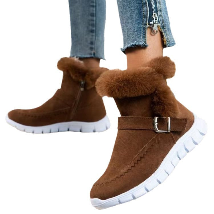 Damen  gefütterte Stiefelette mit Kunstfellkragen, rutschfester Leichtsohle und seitlichem Reißverschluss Echo Archiv