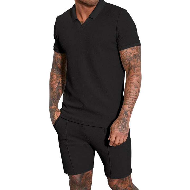 Herren Kurzarm Polohemd mit sportlichem Schnitt und Bundshorts Echoarchiv