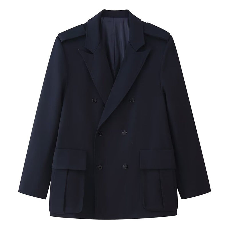 Damen Doppelreihiger Field-Blazer mit großen Pattentaschen und Schulterklappen Echo Archiv