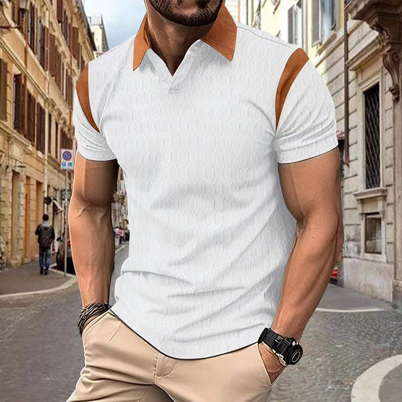 Herren modisches Kurzarm-Hemd mit strukturiertem Design und stylischen Kontrastdetails Echoarchiv
