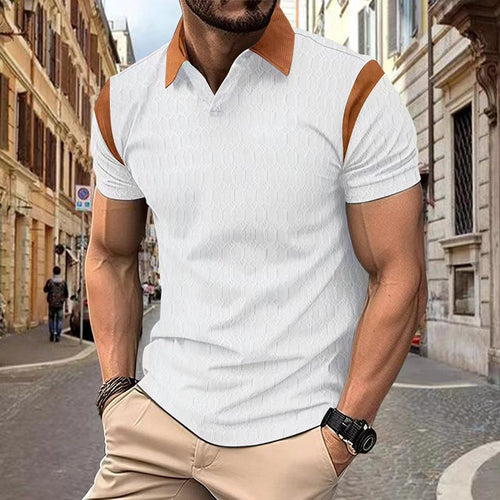 Herren modisches Kurzarm-Hemd mit strukturiertem Design und stylischen Kontrastdetails Echoarchiv