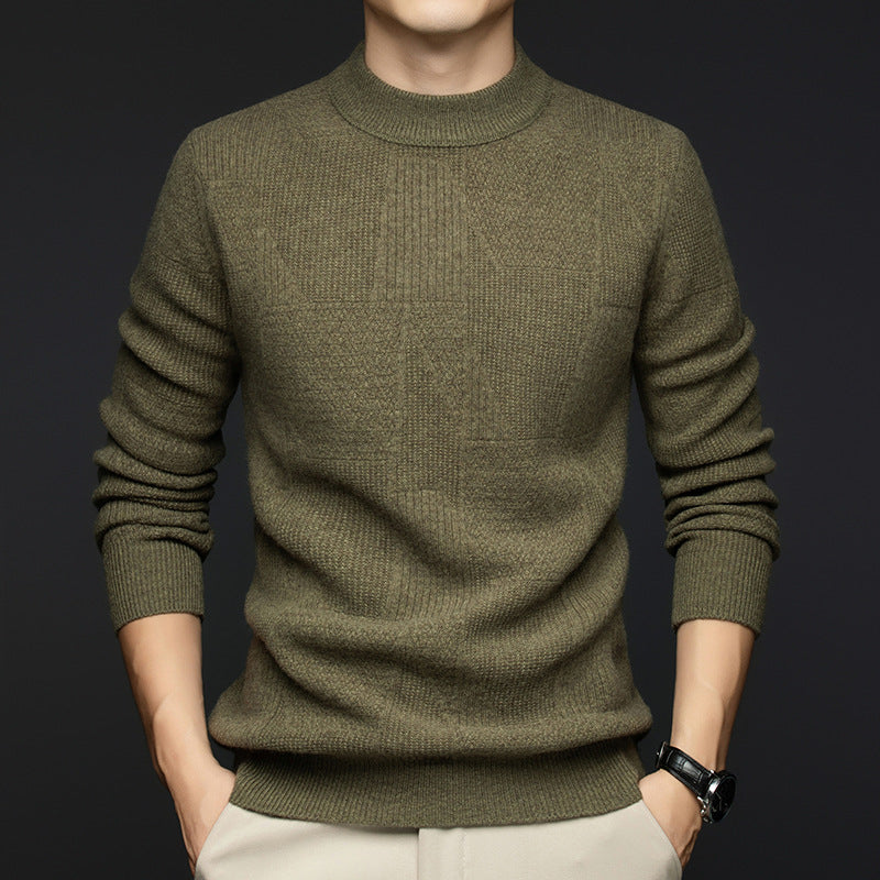 Herren feiner Rundhals-Strickpullover aus hochwertiger Wolle Echoarchiv