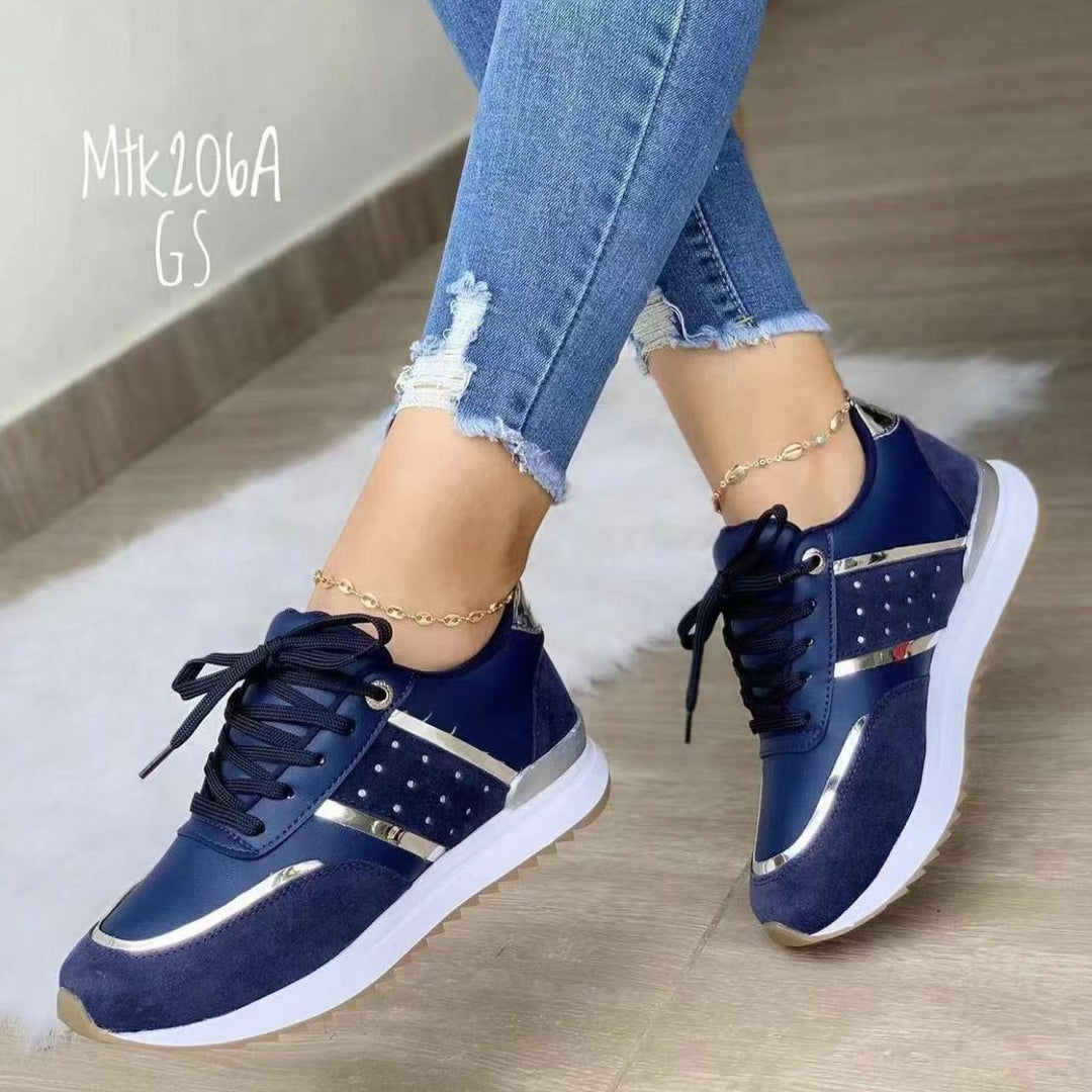 Damen Trendige Plateau-Sneaker mit Metallic-Akzenten und gepolsterter Komfortsohle – Névara