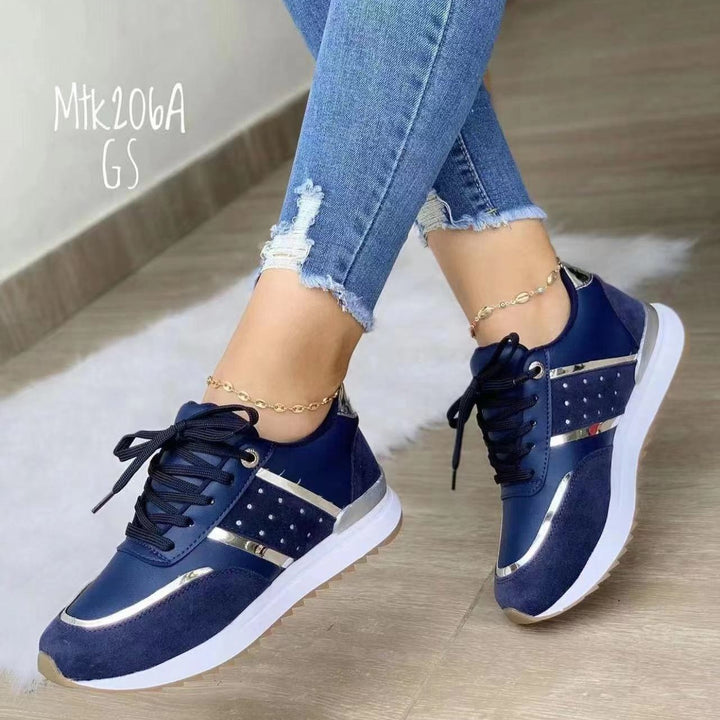 Damen Trendige Plateau-Sneaker mit Metallic-Akzenten und gepolsterter Komfortsohle – Névara