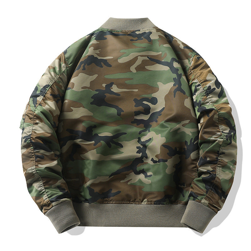 Herren Bomberjacke im Camouflage-Utility-Stil mit Ärmeltasche und Rippbündchen – Brevano