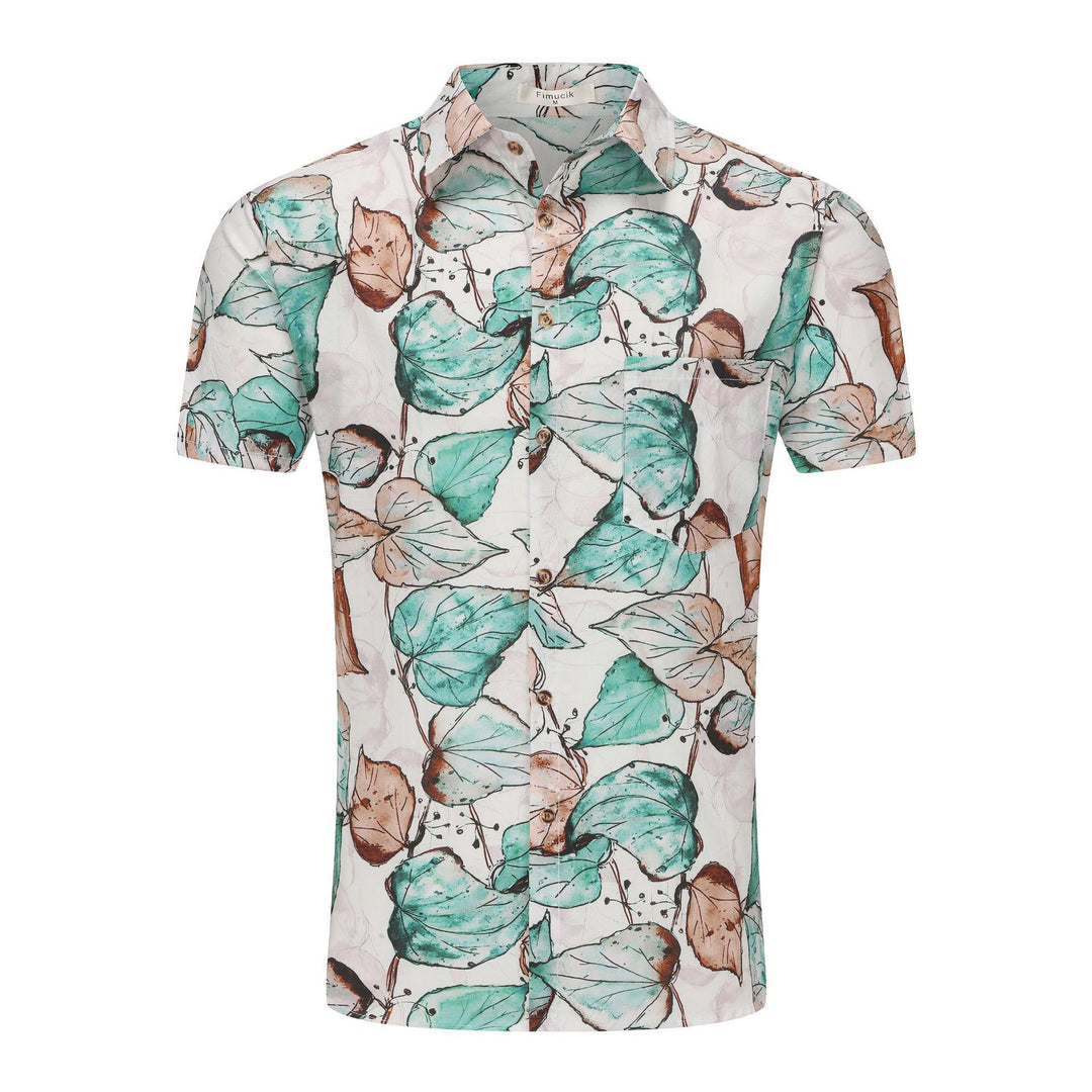 Herren Kurzarm-Hemd mit floralem Design und modischen Details Echoarchiv