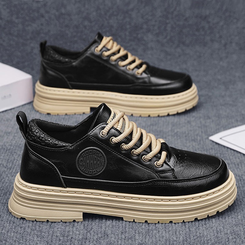 Herren robuste Plateau-Leder-Sneaker mit gepolstertem Fersenkragen, Zuglasche und griffiger Profilsohle – Norré