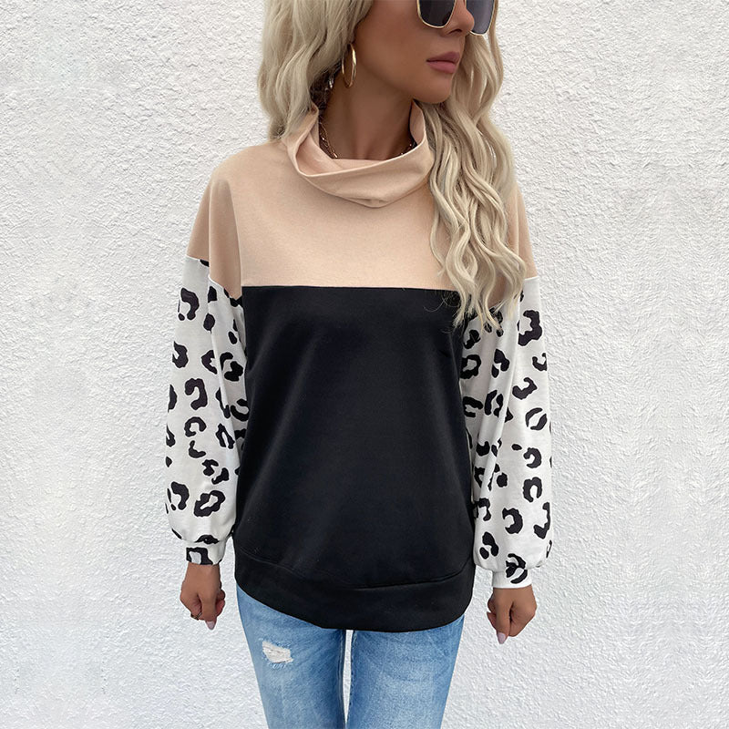 Damen Oversize-Pullover mit Schalkragen, Colourblock und Ballonärmeln Echoarchiv