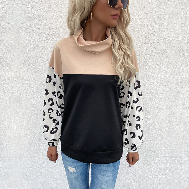 Damen Oversize-Pullover mit Schalkragen, Colourblock und Ballonärmeln Echoarchiv