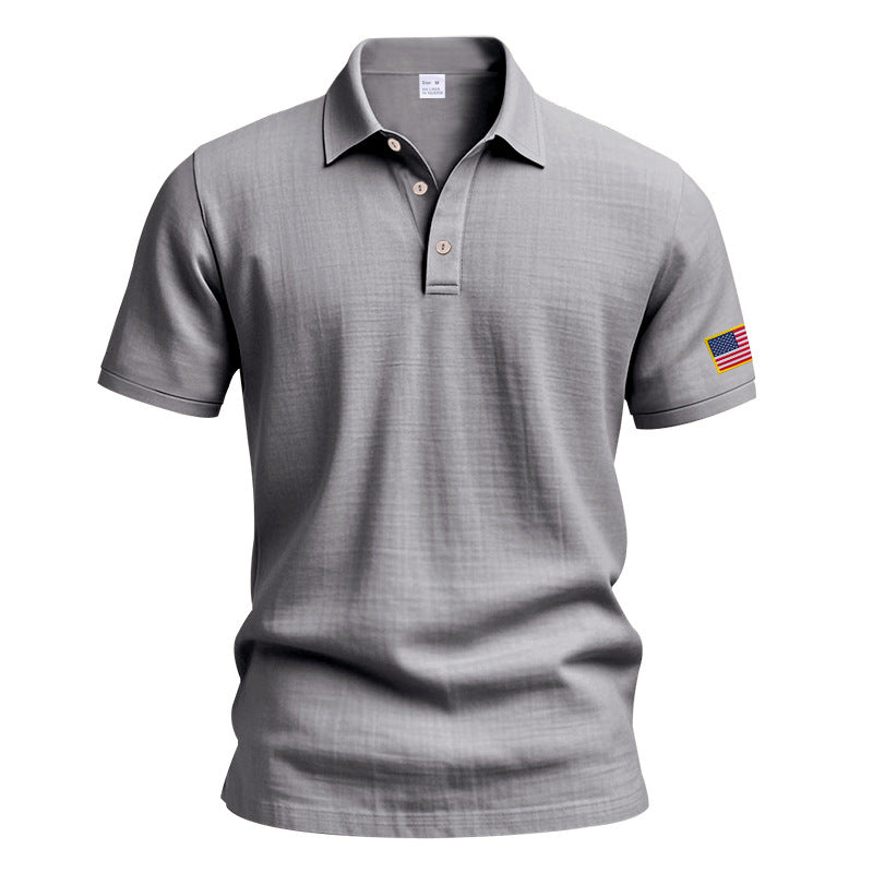 Herren Poloshirt mit modischem USA-Flaggenmotiv und strukturiertem Design Echoarchiv