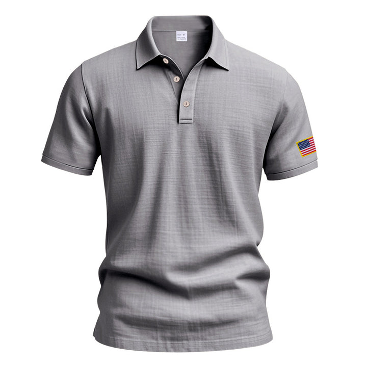 Herren Poloshirt mit modischem USA-Flaggenmotiv und strukturiertem Design Echoarchiv
