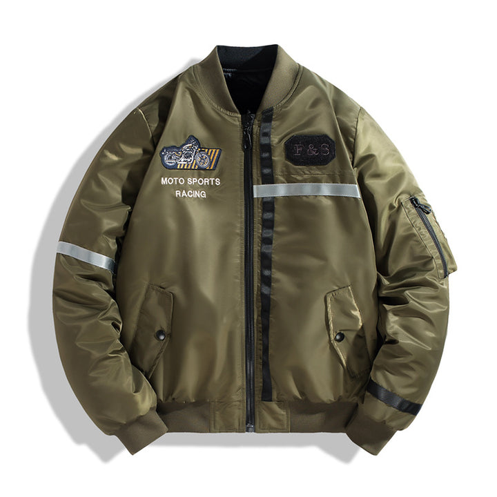 Herren Bomberjacke im Fliegerjackenstil mit reflektierenden Streifen, Utility‑Taschen und leichter Thermofütterung Echoarchiv