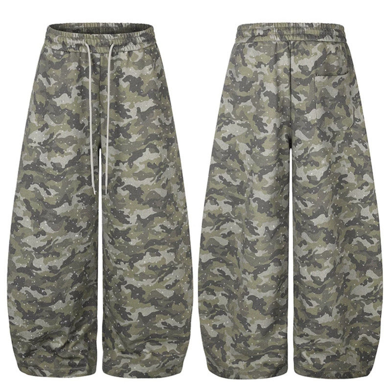 Damen Weite Camouflage-Sweathose mit Ballonbeinen und Tunnelzug Echoarchiv