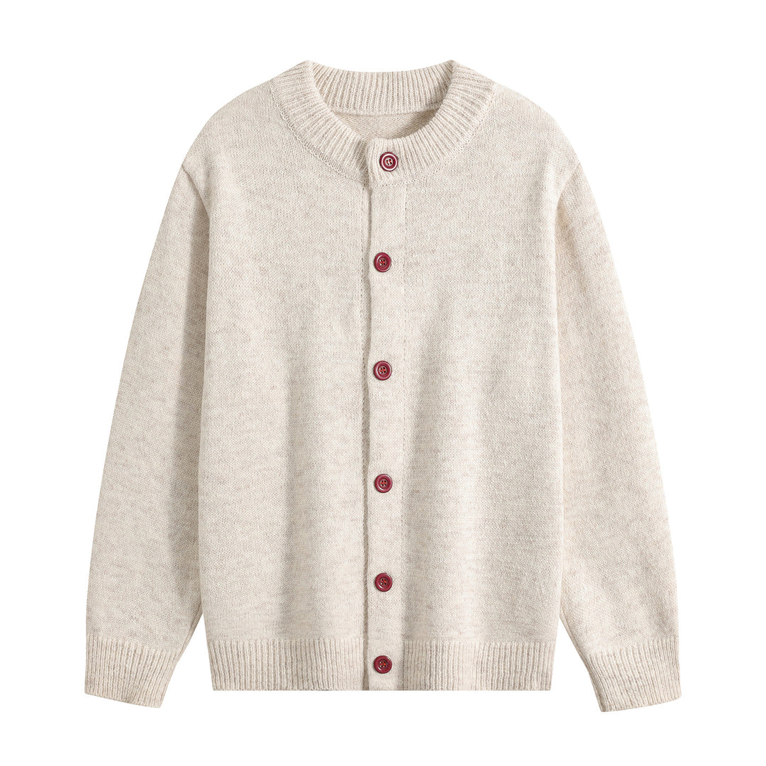 Damen Oversize-Strickjacke mit Rundhalsausschnitt, Rippsaum & Kontrastknöpfen Echoarchiv