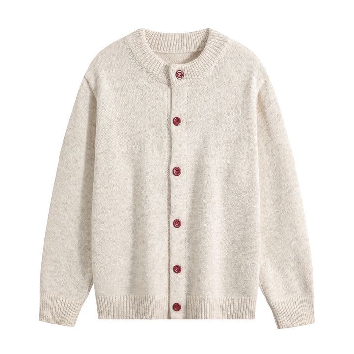 Damen Oversize-Strickjacke mit Rundhalsausschnitt, Rippsaum & Kontrastknöpfen Echoarchiv