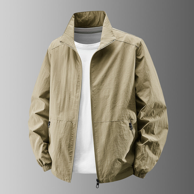Herren nan atmungsaktive leichte Windjacke mit Stehkragen, elastischen Bündchen und verdeckten Reißverschlusstaschen Echo Archiv