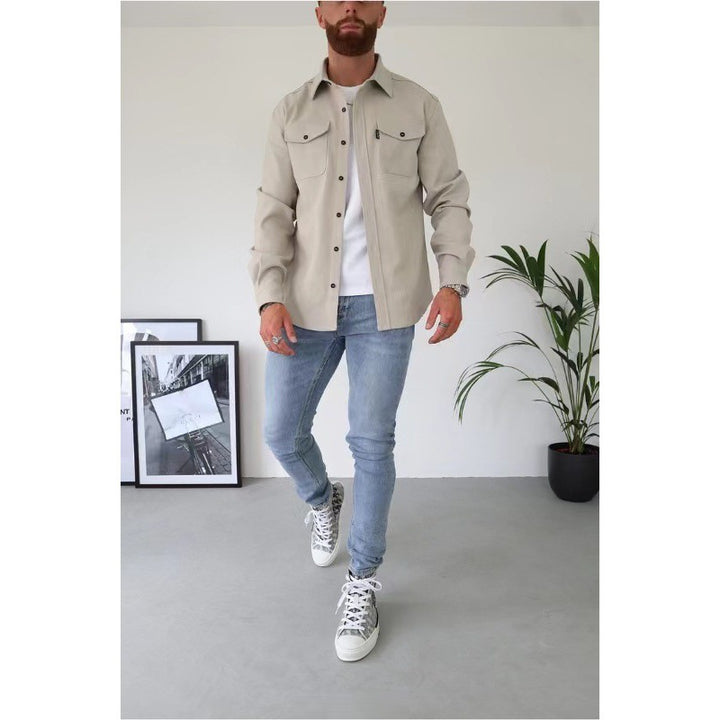 Herren Hemdjacke mit Brusttaschen und taillierter Passform – Taviero